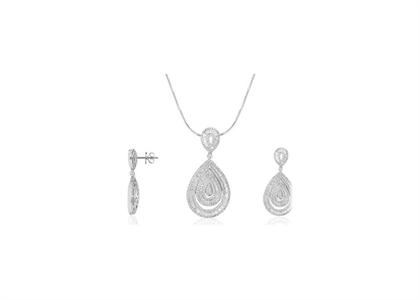 Rhodium Plated | CZ Studded Pendant Sets